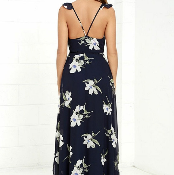Navy, floral & flowy long dress 💌 - Picture 6 of 6